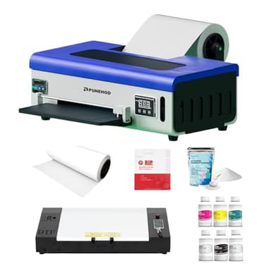 PUNEHOD DTF Printer A4 L800 with Roll Feeder, DTF Transfer Printing Machine with White Ink Circulation System, DIY Print for Dark and Light T-Shirts(A4 Printer+Oven)