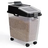 Mighty Tuff Airtight Dog Food Storage Container, Up to 36 lbs, with Portion Scoop – BPA Free Airtight Pet Food Bin on Wheels