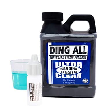 Ding All Polyester Sanding Resin with Catalyst - Smooth and Non-Tacky Product for Surfboard Repairs - 8 oz