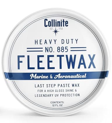 Collinite 885 Fleetwax-Marine & RV Heavy Duty Carnauba+Polymer Wax Sealant-Ultra Durable, Long-Lasting Fiberglass Protection. Provides High Gloss Shine + UV Protection + Prevents Oxidation (12 fl oz)