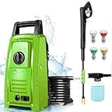 Electric Pressure Washer, 4000PSI Small Potable Power Washer with 20FT Flexible Pressure Hose, 4 Nozzle Set, Powerwashers for Home/Cars/Fences/Windows, Green, 2025 New