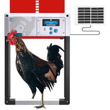 Automatic Chicken Coop Door Opener, ChickenGuard One in All 4 Colours, Timer/Light Sensing, Winter Mode, Auto-Stop & Predator Proof, 3 Power Options, Solar, Battery or Electric (Red + Solar Kit)