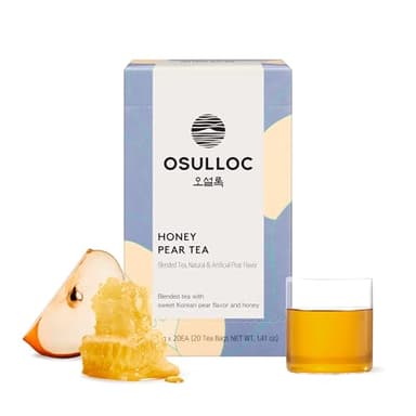 OSULLOC Honey Pear Tea (Sweet Pear & Honey Flavor), Fruit tea Blend, Premium Teabags from Jeju Island, 20 count
