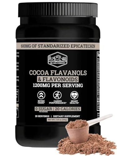 Black Forest High Flavanol Cocoa Powder (1200mg Flavanols & Flavonoids Supplements)10X More Flavanols (Epicatechin) Than Cocoa & 600mg of Epicatechin Supplement for Heart Health, Nitric Oxide & Energy