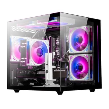 suevery Prebuilt Gaming Desktop Computer | 16G DDR4 RAM | 512G SSD | AMD Ryzen5 6Cores 3.6G Up to 4.1G | RX 560 4G Graphics Card | Wi-Fi 6 | Gamer PC Black