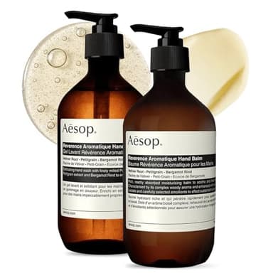 Aesop Reverence Hand Wash & Balm Set | Woody, Earthy Duo that Exfoliates & Hydrates Hands | 16.9 oz / 500mL (Set of 2)