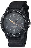 Timex Men's TW2U30300 Expedition Gallatin Solar Black Fabric Slip-Thru Strap Watch,Black/Orange