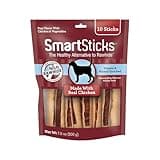 SmartBones SmartSticks, Treat Your Dog to a Rawhide-Free Chew Made With Real Chicken and Vegetables, 10 sticks
