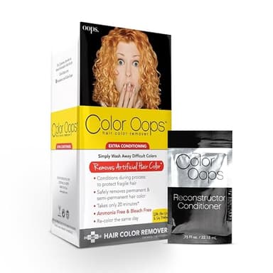 Color Oops Extra Conditioning Hair Color Remover and Reconstructor Conditioner Bundle, Hair Dye Remover Processes in 20 Minutes, Safely Removes Permanent & Semi-Permanent Dye