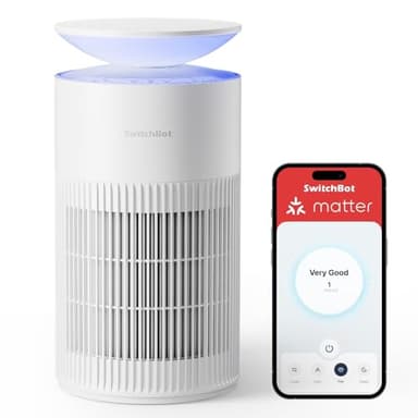 SwitchBot Air Purifiers for Home Large Room with Matter Up to 3620 ft², 20dB, Washable Pre-filter, Pet Mode, 10 RGB Colors, Aromatherapy, Work with Apple Home, Google Home, HomeAssistant
