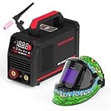 YESWELDER 205Amp Stick Welder with Lift TIG Torch, [Large LED Display] 110V/220V Dual Voltage Portable Welding Machine &Large View True Color Solar Powered Auto Darkening Welding Helmet with SIDE View