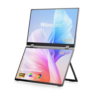wisecoco 13.3'' Dual Touch Screen OLED Triple Monitor IPS FUD 1080P USB-C HDMI HDR Secondary Display Foldable Laptop PC Gaming Monitor 100% sRGB Windows Mac Android Plug&Play Flip S3+