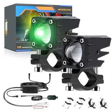 MONDEVIEW LED Motorcycle Auxiliary Light Kit, 5 Modes, Spot Driving Lights, Compatible with Tractor Truck ATV UTV SUV Boat