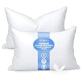 zibroges Goose Feather Pillows Queen Size Pack of 2 - Down Hotel Bed Pillows for Sleeping, Soft 600 Thread Count Cotton Cover, Fluffy Support Surround Fill Polyester for Side, Back, Stomach Sleepers
