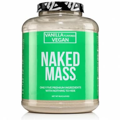 NAKED Vegan Mass - Vanilla Vegan Weight Gainer - 1,230 Calories, Non-GMO, Soy & Gluten Free, No Artificial Ingredients - 8LB Bulk - 11 Servings