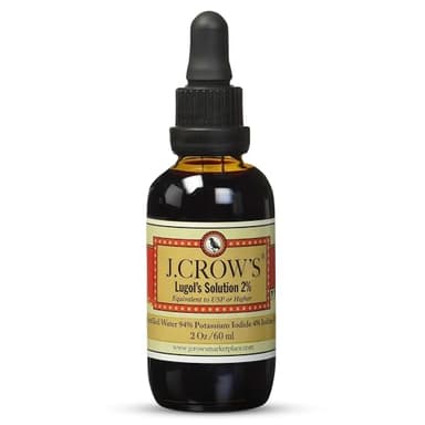 J.CROW'S® Lugol's Solution of Iodine 2% 2 oz (1 Bottle) – Premium Iodine & Potassium Iodide Liquid, Gluten &, Alcohol-Free Natural Brine Extract, No Expiration