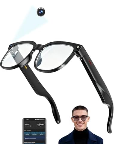 MNVOEQ AI Smart Glasses with 4K Camera/Video Recording/Bluetooth for Men & Women/Hands-Free Recording Glasses with Audio, AI-Powered Wearable Tech/First-Person Camera/Travel/Bussiness/Sports/Drive