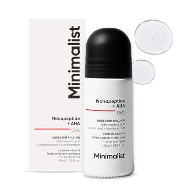 Minimalist Underarm Roll On Deodorant to Control Odour & Fade Darkness | With Nonapeptide + AHA BHA 06% | | Fragrance & Aluminium Free | Exfoliating Deo For Women & Men | 1.35 Fl Oz / 40 ml