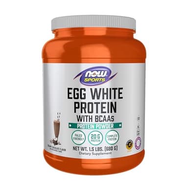 NOW Foods Sports Nutrition, Egg White Protein, 20 g With BCAAs, Creamy Chocolate Powder, 1.5-Pound