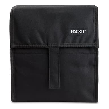 PackIt Freezable Lunch Bag, Black, Built with EcoFreeze Technology, Foldable, Reusable, Zip and Fold Closure with Buckle Handle, Perfect for School and Office Lunches