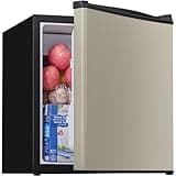 Tehanld 𝟭.𝟳 Cu.Ft Small Fridge for Bedroom Office, Small Refrigerator with Freezer, Auto Defrost, Low Noise, Energy Saving, Compact Refrigerator for Bedroom, Office, Dorm, Gold