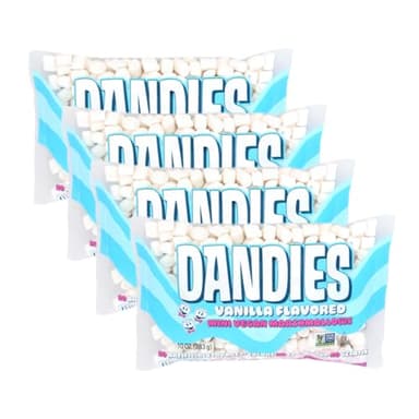 Dandies Mini Vegan Marshmallows, No Artificial Flavorings, Food Dyes, Corn Syrup, or Gelatin, Perfect for Roasting, S’mores, or Snacking (4 Pack)