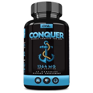 ONL Conquer Male Enhancing Supplement - Semen Volume Booster and Sperm Health - Male Fertility Supplements and Testosterone Booster for Men - Maca Root, Horny Goat Weed & Tribulus Terrestris - 60 Ct