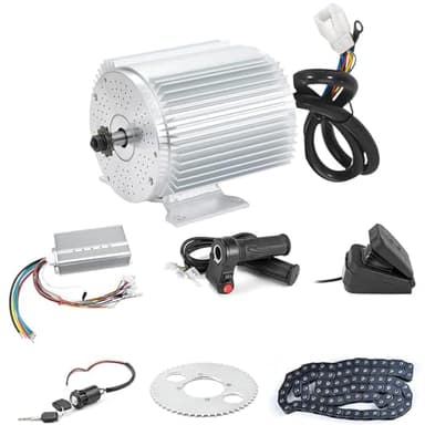 BLDC 72V 3000W Brushless Motor Kit with 24 Mosfet 50A Controller and Throttle Foot Pedal for Electric Scooter Engine Motorcycle DIY Part Conversion Kit (6 Part in 1 and Motor with Foot)