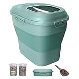 DDMOMMY 30-35 Lbs Dog Food Storage Container Collapsible Dog Food Container with Airtight Lids, Wheels, Scoop and 2pcs Food Storage Containers, Large Pet food storage for Dog, Cat (Green)