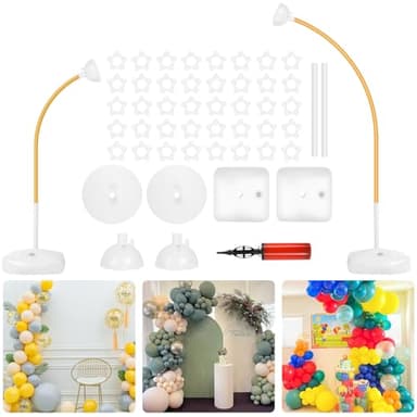 Balloon Arch Stand Kit 8.2ft and 5ft, Heavy Duty Base with Water Filling Bag, Bendable Half Arch Balloon Gold Frame - Suitable for Birthdays, Holiday Decorations and Other Indoor and Outdoor Parties.