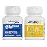 OmegaXL Joint Support Supplement - 60 Softgels & VitaminXL D3 High Potency Daily Vitamin D 5000 IU 125mcg Immune Support Supplement (30 Softgels) - 2 Pack
