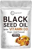 Micro Ingredients Black Seed Oil 2000 mg with Vitamin D3 1000 IU, 240 Softgels | Cold Pressed - Nigella Sativa Pills from Egypt, Virgin Oil, Odorless, Non-GMO & No Gluten