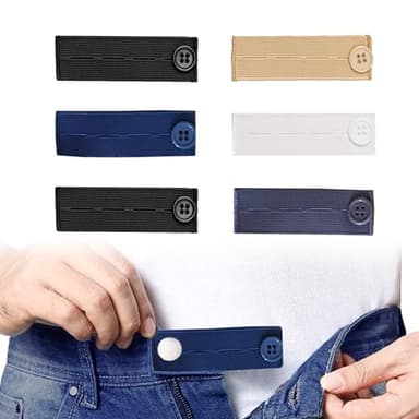Tzwhwcx Elastic Button Extenders for Jeans, 6PCS Maternity Pants Extender, 3 Button Holes Waist Extenders for Pants for Women/Men/Pregnant Women/Weight Gain for Different Kinds of Pants