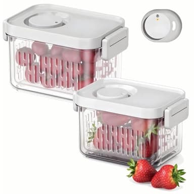 vacane Dishwasher Safe Berry Keeper, Produce Saver, Clear Fruit Containers, BPA-Free Lettuce Keeper, Keep Food Fresh, 3.8 Cup