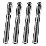 WORKPRO LED Pen Light, Aluminum Pen Flashlights, Pocket Flashlight with Clip for Inspection, Emergency, Everyday, 2AAA Batteries Include, Gray(4-Pack)