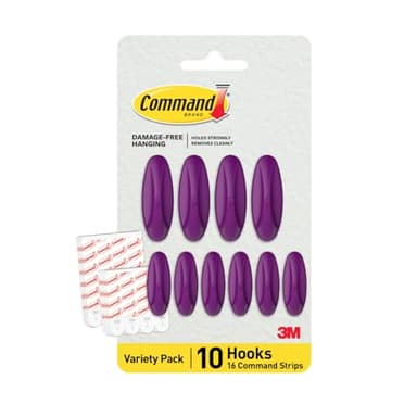 Command Mixed Designer Hook Pack, Candied Plum, 10 Hooks, 16 Strips