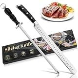 Funnydin Carving Knife Set, 12" Brisket Slicing Knife for Meat Cutting and Sharpener Honing Rod for Kitchen Knives, Razor Sharp Premium Stainless Steel With Gift Box
