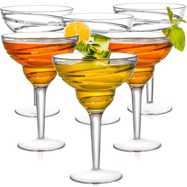 Youeon 6 Pack 12 Oz Hard Acrylic Margarita Glasses with Stem, Shatterproof Acrylic Wine Glasses, Reusable Wine Cups for Indoor and Outdoor Use, Perfect for Wedding, Party, Holiday