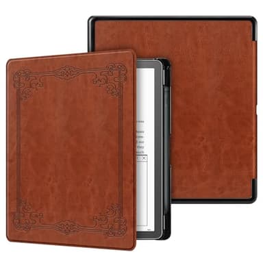 Fintie Slim Case for Kindle Scribe - [Built-in Pen Holder] Lightweight PU Leather Folio Cover with Auto Sleep Wake for 10.2" Kindle Scribe (2024/2022 Release), Vintage Brown
