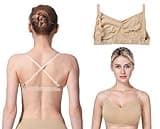 MOLLDAN Professional Dance Bras for Women Girls Adjustable Clear Straps NO Sponge Ballet Bra（QT8B12