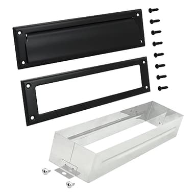 "Nuk3y Solid Brass Mail Slot with Sleeve (Matte Black, 13"" x 3.625"")"