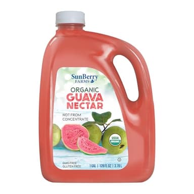 Sunberry Farms Organic Guava Nectar 128 fl oz | 1 Gallon Tropical Juice Nectar | Made with Real Organic Fruit | No Artificial Flavors or Colors | Refreshing Exotic Drink | Bulk Family Size