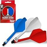 Shot! Darts Flight Deck One Piece Dart Flight and Shaft System, Reduced Deflections, Standard Shaped Flight (350 Micron) Available in Set of 3 in and Lengths (Blue Red White, Medium)