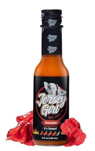 Jersey Girl Hot Sauce Co Scorchin' Hot Sauce - Made with Carolina Reaper & Dragon's Breath Peppers/2 of the Hottest Peppers in the World - All Natural, A Sodium/Salt Free Condiment - 5 Oz Bottle