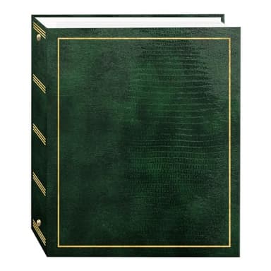 Magnetic Self-Stick 3-Ring Photo Album 100 Pages (50 Sheets), Hunter Green