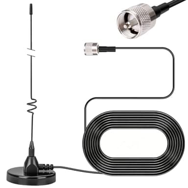 Dual Band Mobile Radio Heavy Duty 20.87in Whip Antenna Kit with PL-259 Connector,66mm Magnetic Base Mount,16.4ft RG58 Cable Compatible for VHF UHF GMRS Car Truck Ham Radio Two Way Radios Antennas