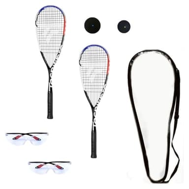 Tecnifibre Cross Squash Starter Kit (Includes 2-Racquets, 2-Eyeguards, 2-Balls, Balls, & Cover)
