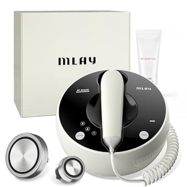 MLAY Professional RF Beauty Machine, Radio Frequency Face Machine with 2 Probes, at Home Radio Frequency Skin Tightening for Lifting, Wrinkle Reducing, Anti Aging - Salon Effects（Gel Included）