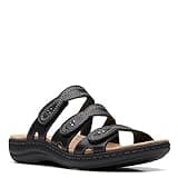 Clarks Women's Casual Flat Sandal, Black Leather, 6.5