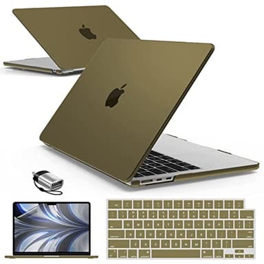 IBENZER Compatible with MacBook air 13 inch Case 2026 2025 2024 2023 2022 M4 A3240 M3 A3113 M2 A2681, HardShellCase w/KeyboardCover ScreenFilm Type-C for Mac air 13.6", Olive Green,KK-OLGN+2TC